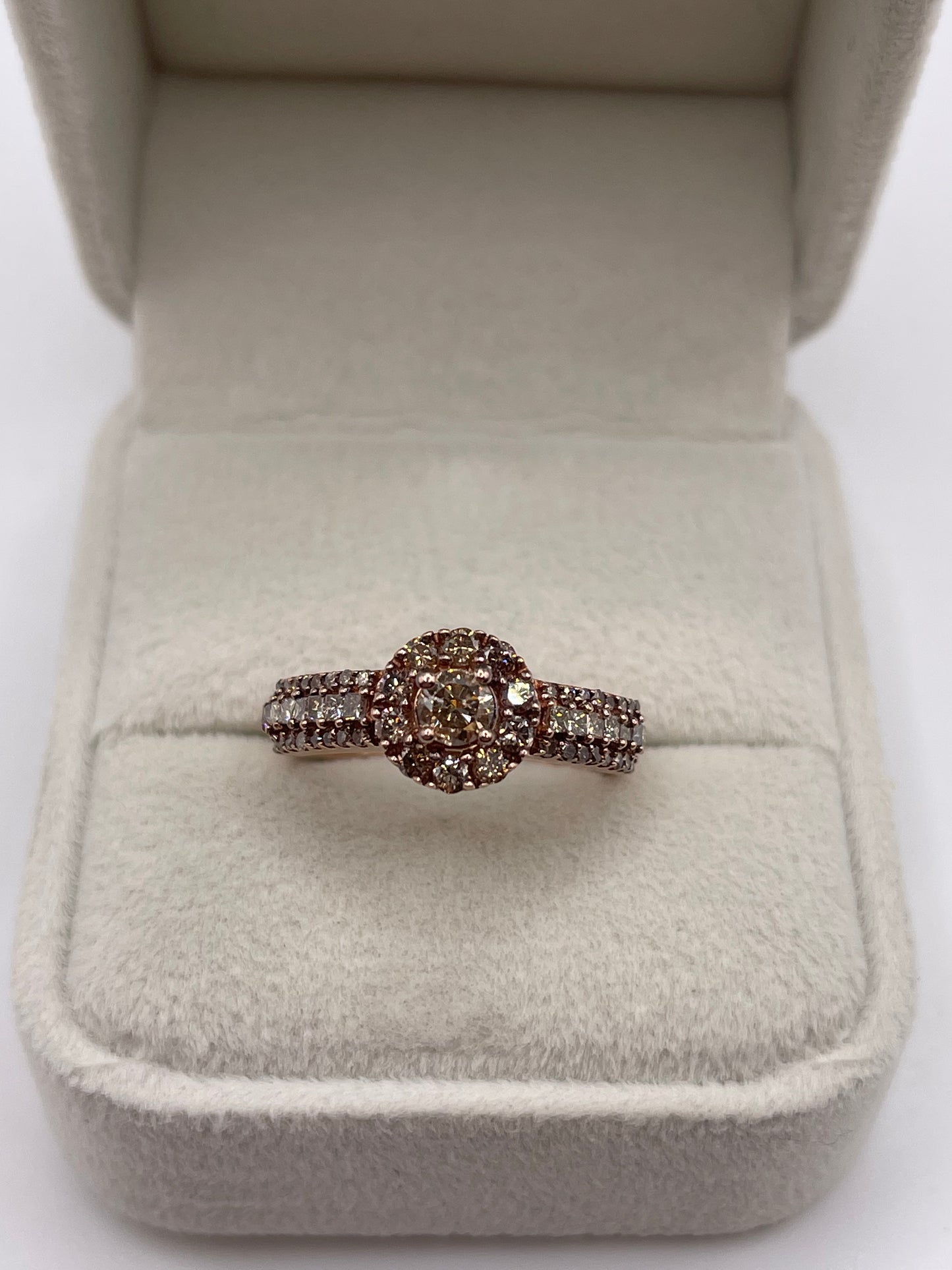 9ct rose gold diamond cluster ring