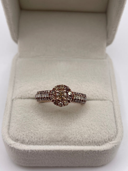 9ct rose gold diamond cluster ring