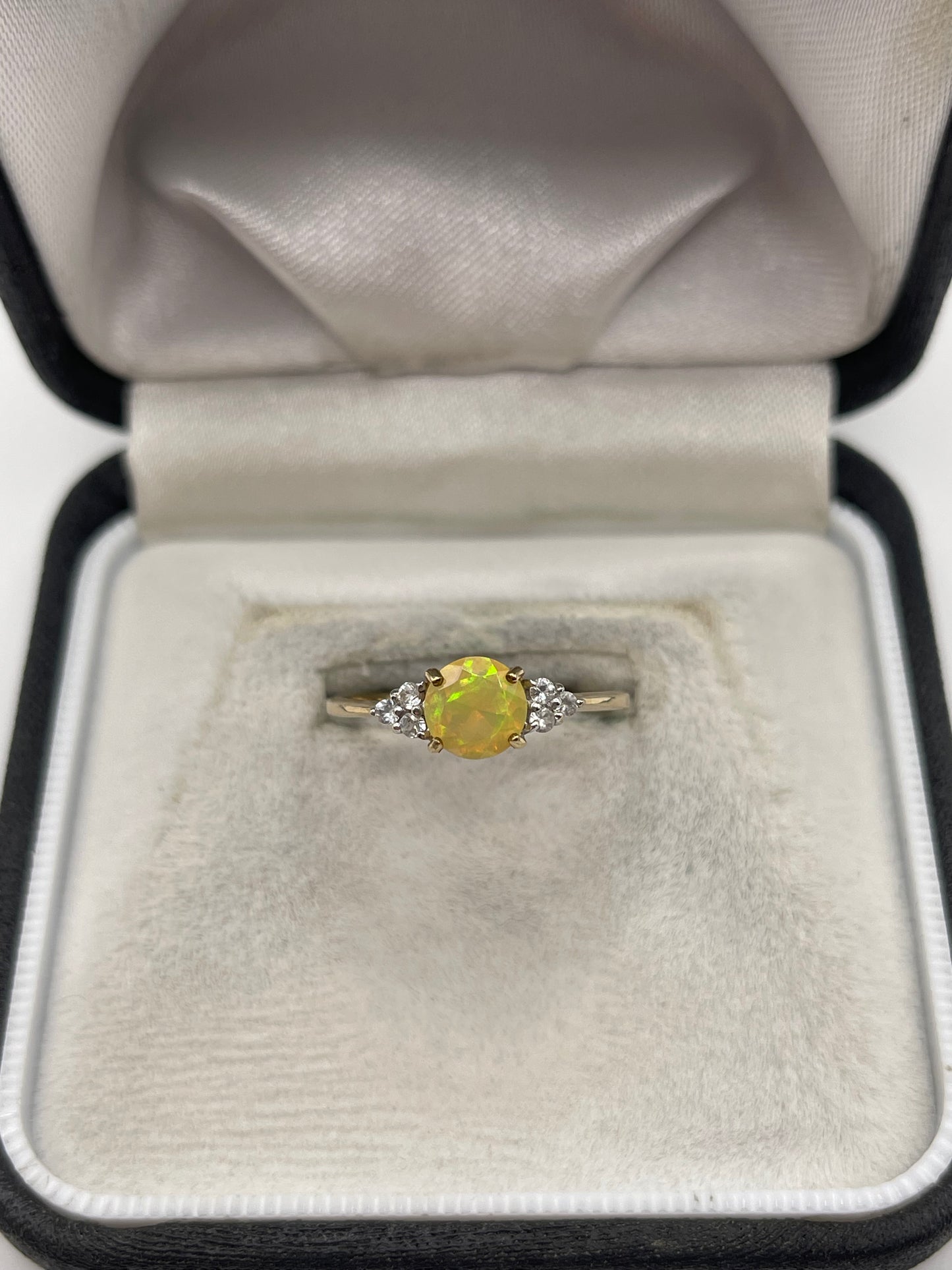 9ct gold opal and zircon ring