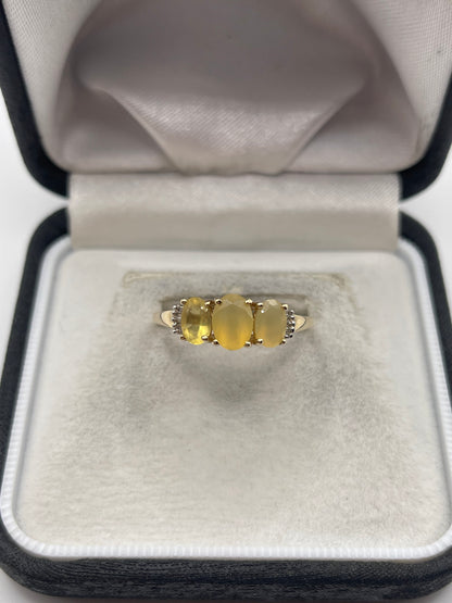 9ct gold opal and diamond ring