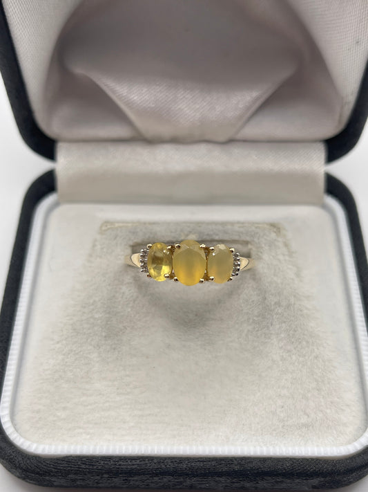9ct gold opal and diamond ring