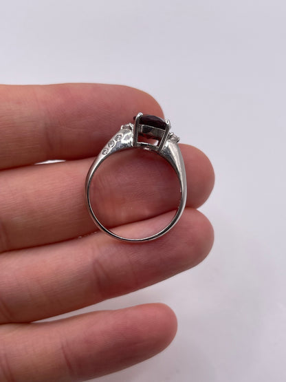 Silver garnet ring
