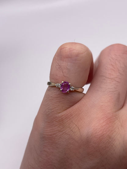 9ct white gold pink sapphire and diamond ring