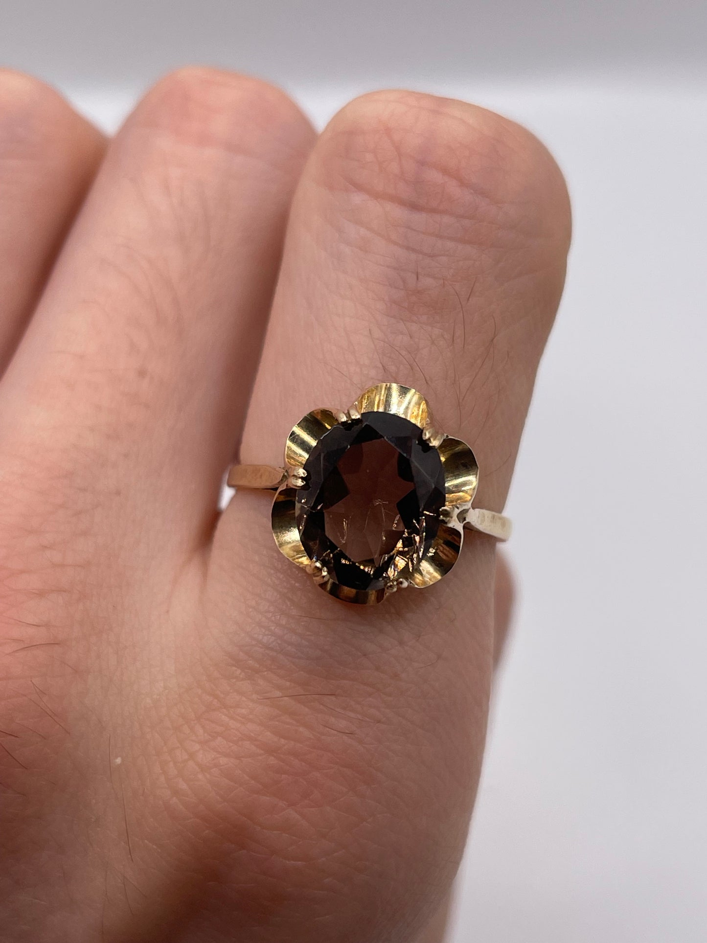 9ct gold Smokey quartz ring