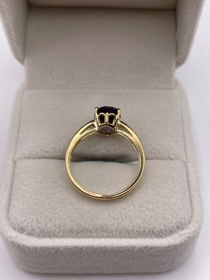 9ct gold blueberry quartz and diamond ring