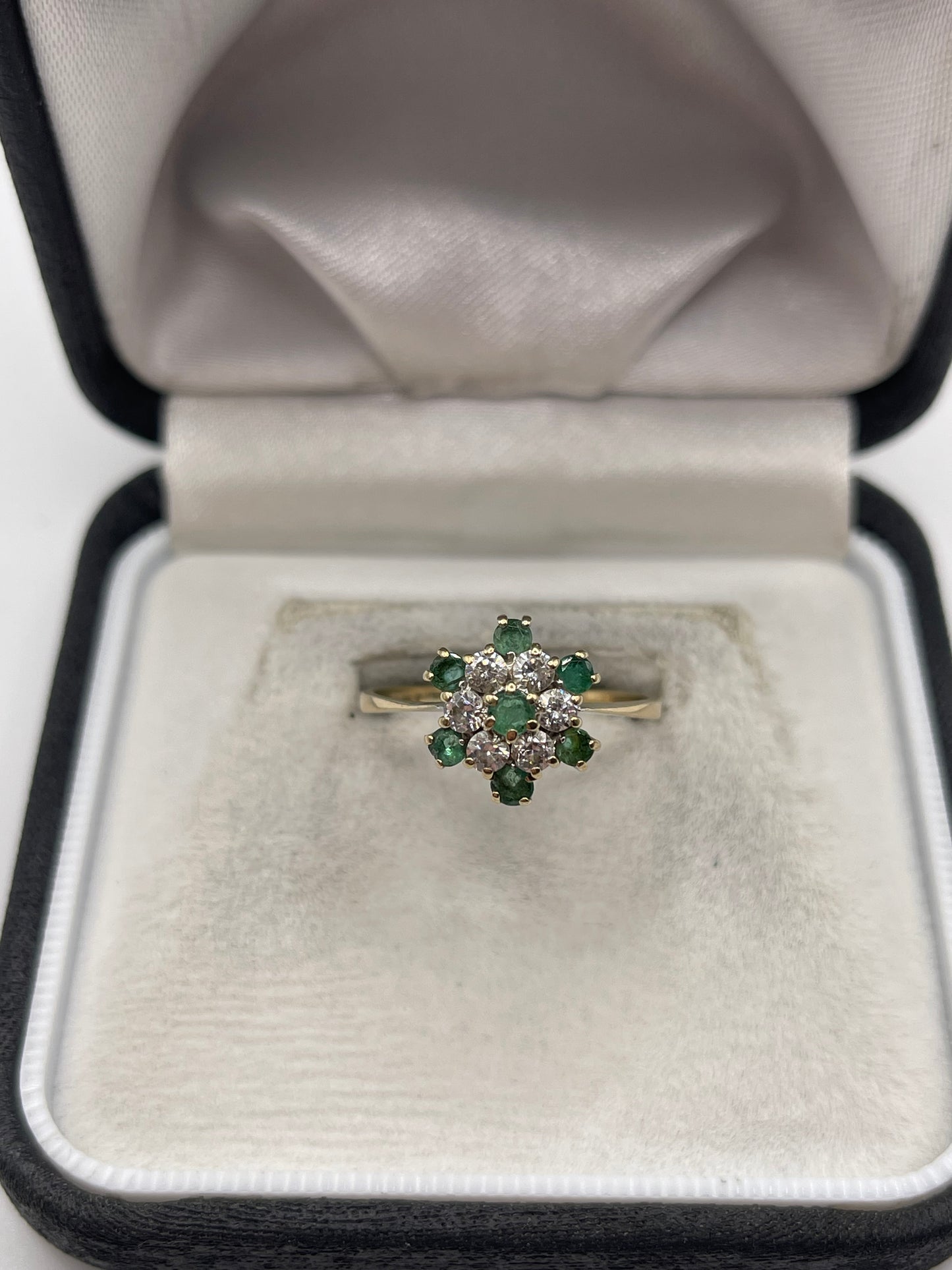 9ct gold emerald and cz ring