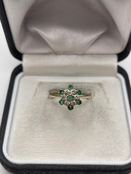 9ct gold emerald and cz ring