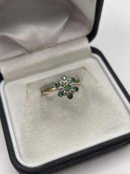 9ct gold emerald and cz ring