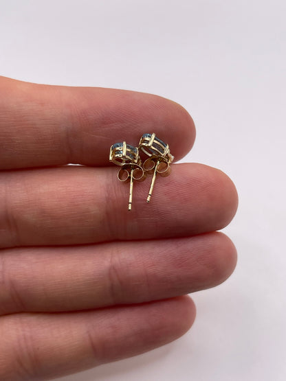 9ct gold topaz and diamond earrings