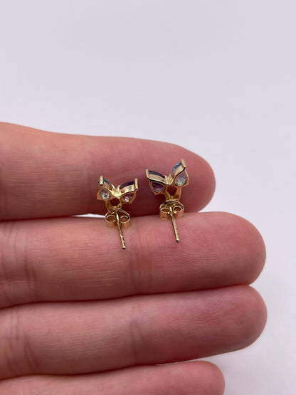 9ct gold topaz and amethyst earrings