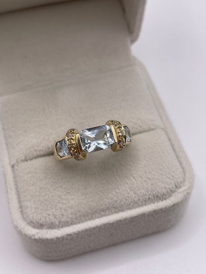 9ct gold topaz and diamond ring