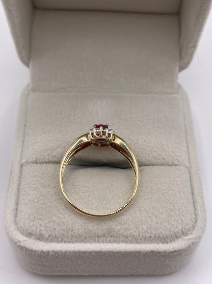 9ct gold ruby and diamond ring