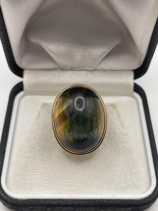 9ct gold tigers eye ring