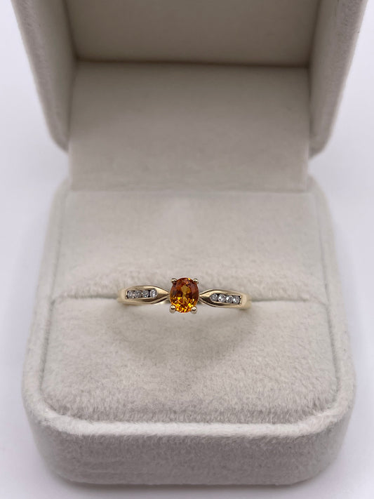 9ct gold spessartite garnet and diamond ring