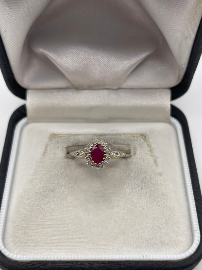 9ct gold ruby and diamond ring