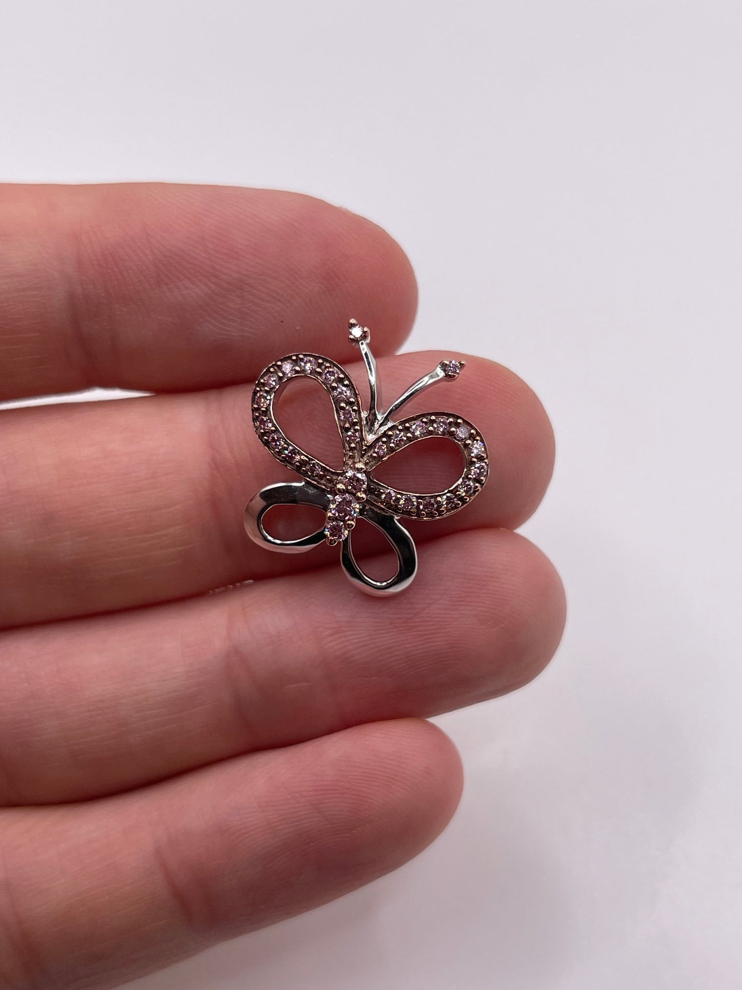 9ct white gold pink diamond butterfly pendant