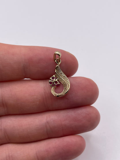 9ct gold ruby and diamond pendant
