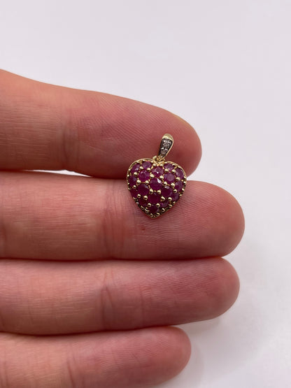 9ct gold ruby and diamond pendant