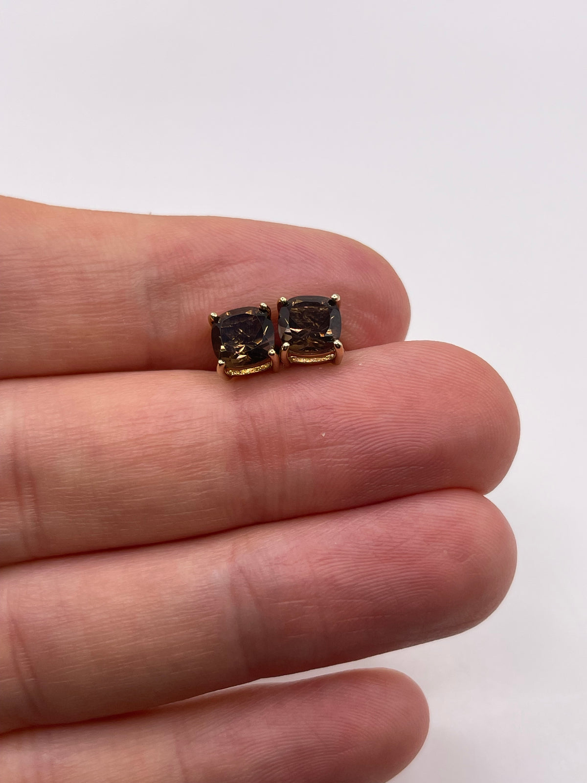 9ct gold Smokey quartz earrings