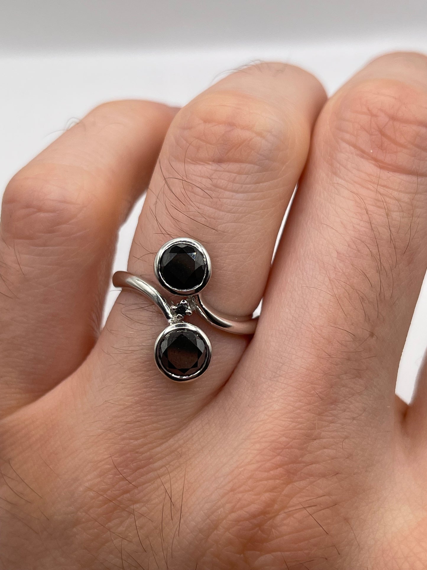 9ct white gold black diamond ring