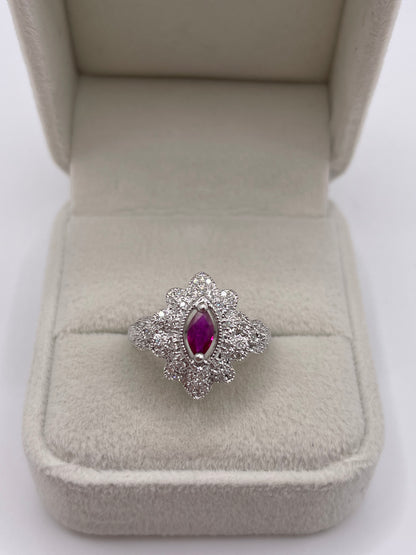 9ct white gold ruby and diamond ring