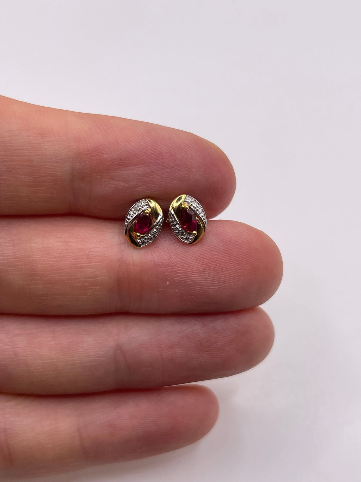 9ct gold ruby and diamond earrings