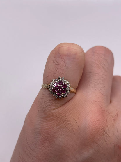 9ct gold ruby and diamond ring