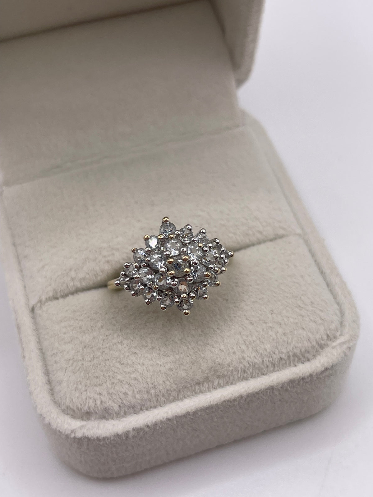 9ct gold aquamarine cluster ring
