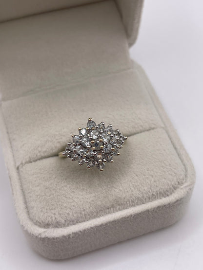 9ct gold aquamarine cluster ring