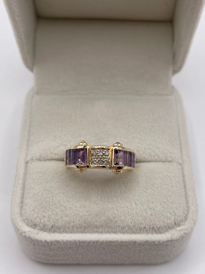 9ct gold amethyst and diamond ring