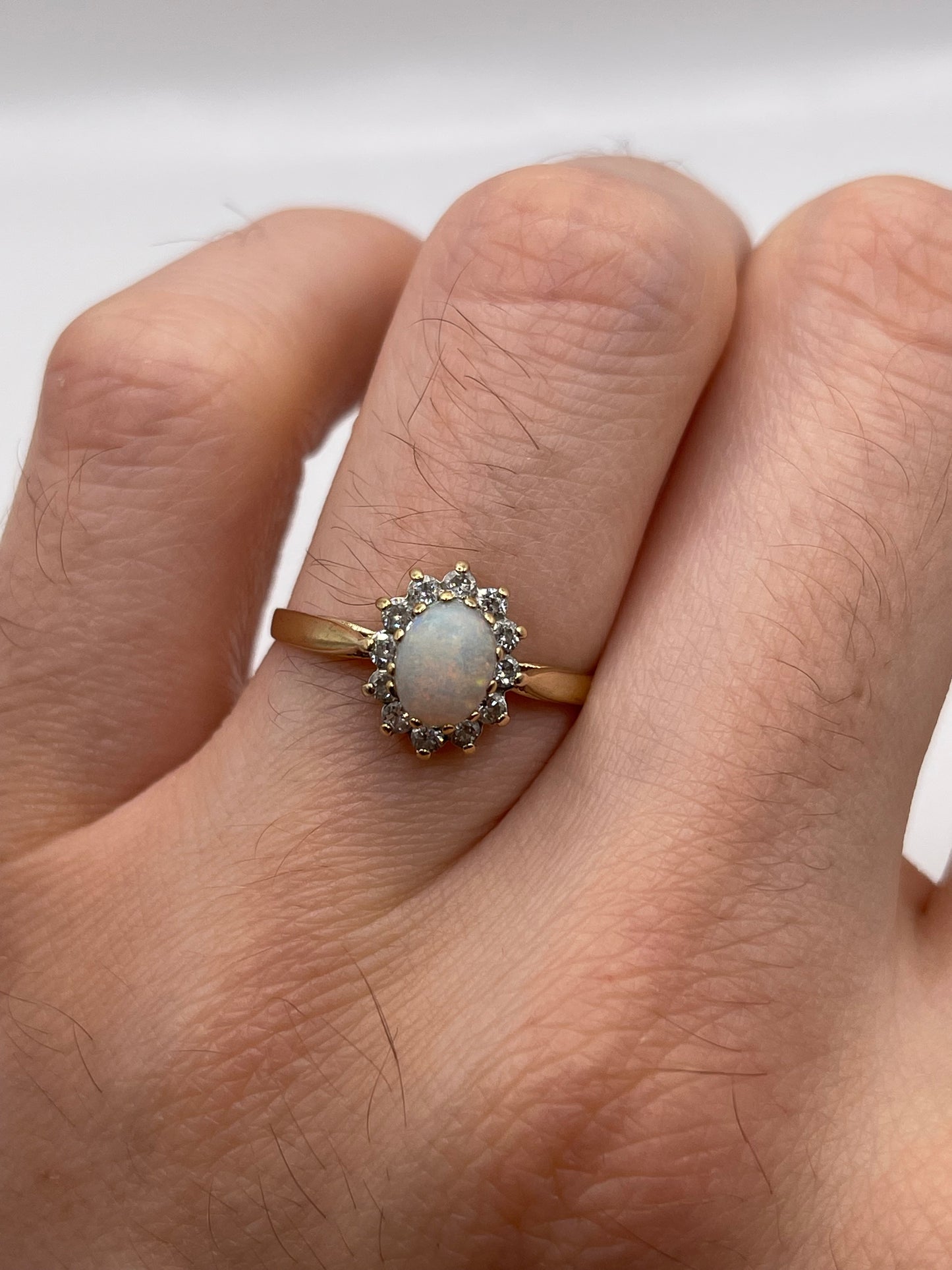 9ct gold opal and cz ring