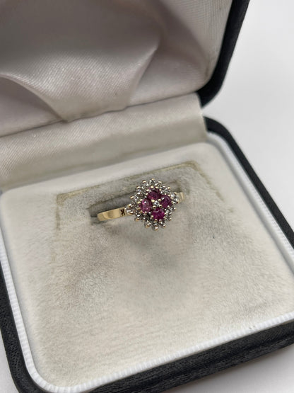 9ct gold ruby and diamond ring