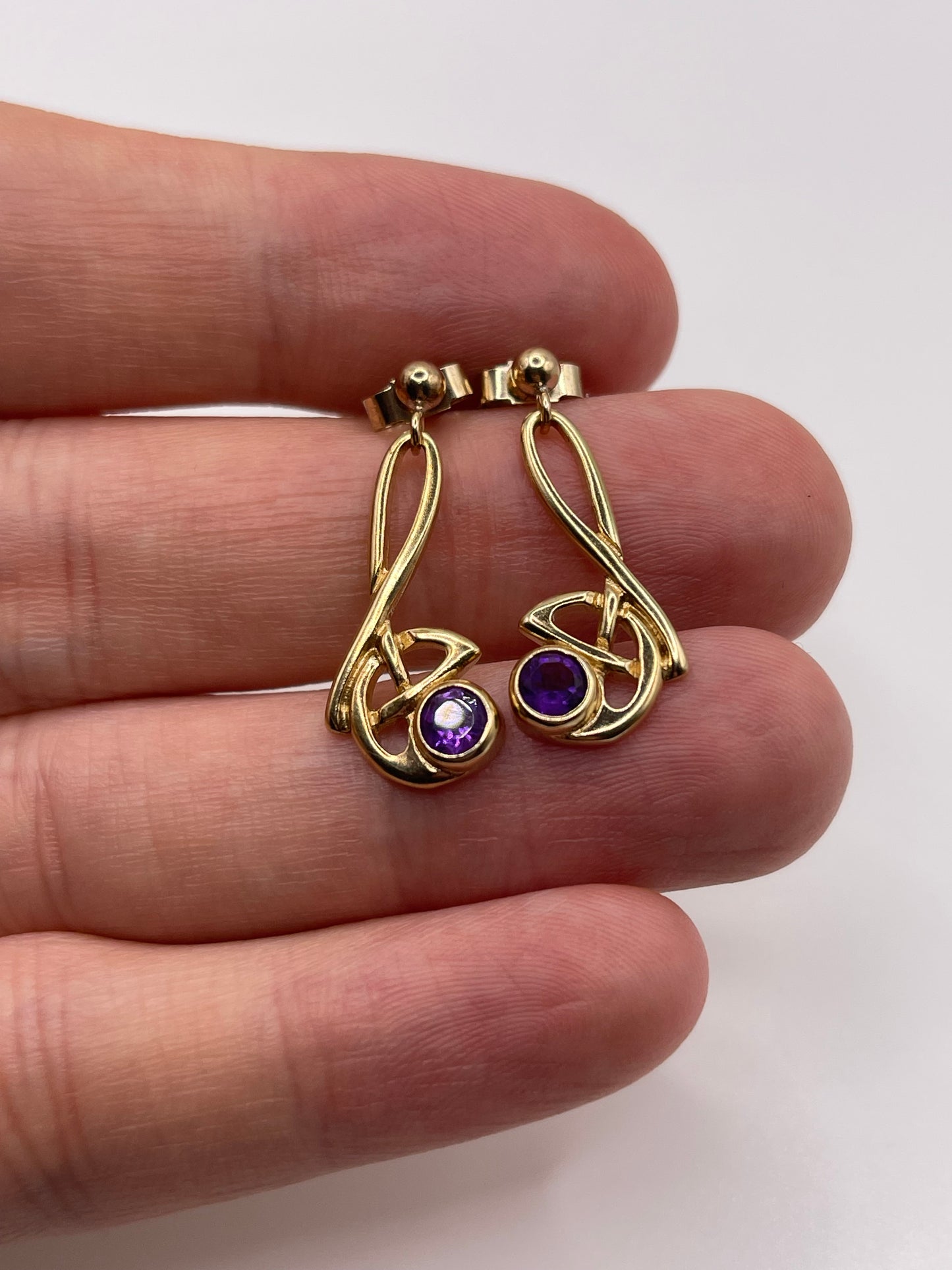 9ct gold amethyst earrings