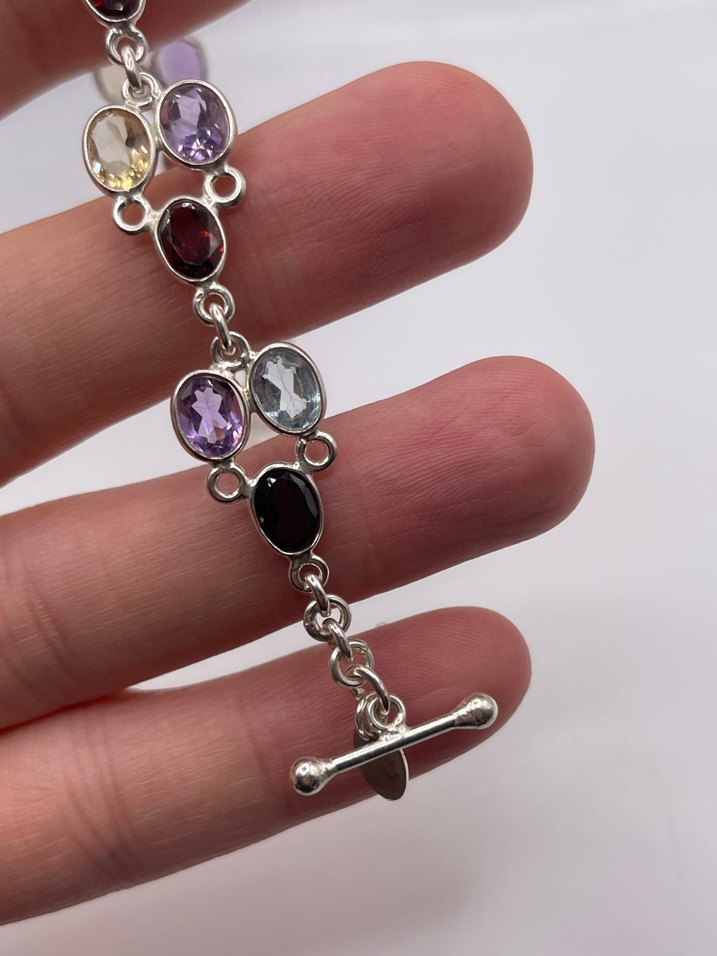Silver multi gemstone bracelet