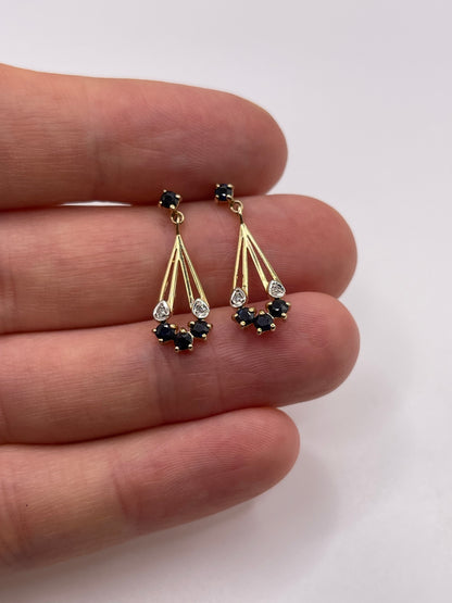 9ct gold sapphire and diamond earrings