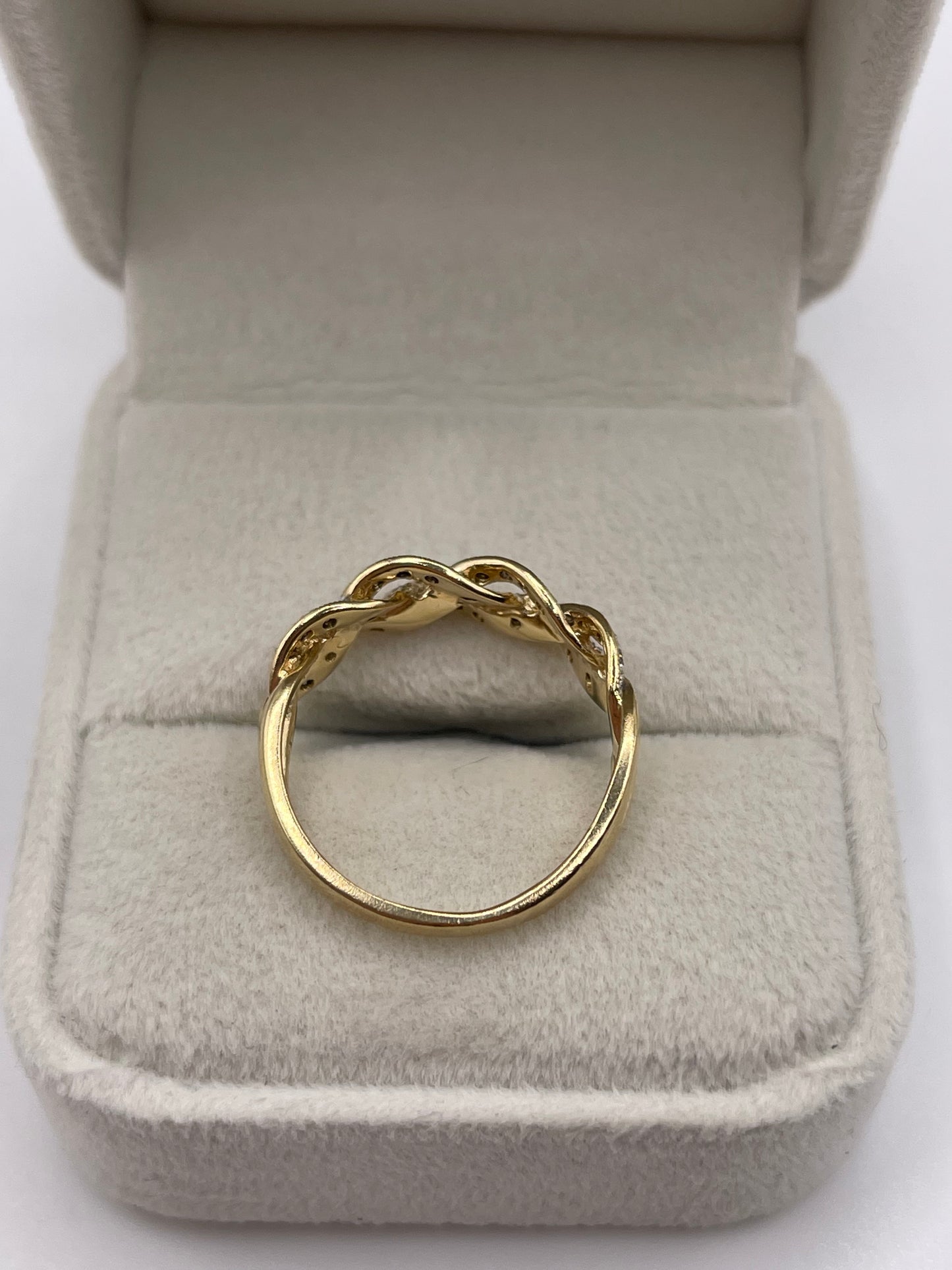 9ct gold diamond knot ring