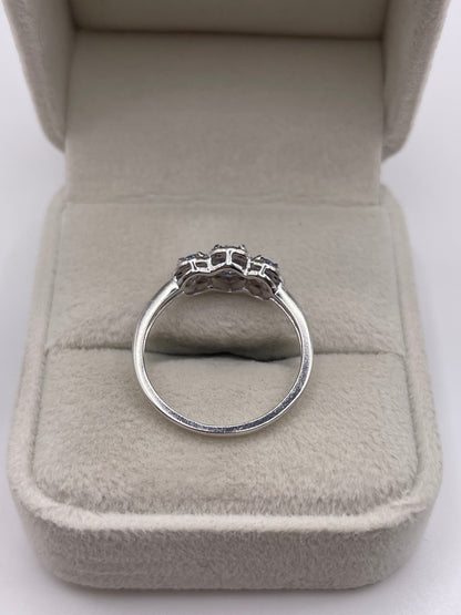 9ct white gold tanzanite and diamond ring
