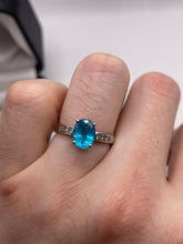 Load image into Gallery viewer, 14ct white gold blue apatite and diamond ring
