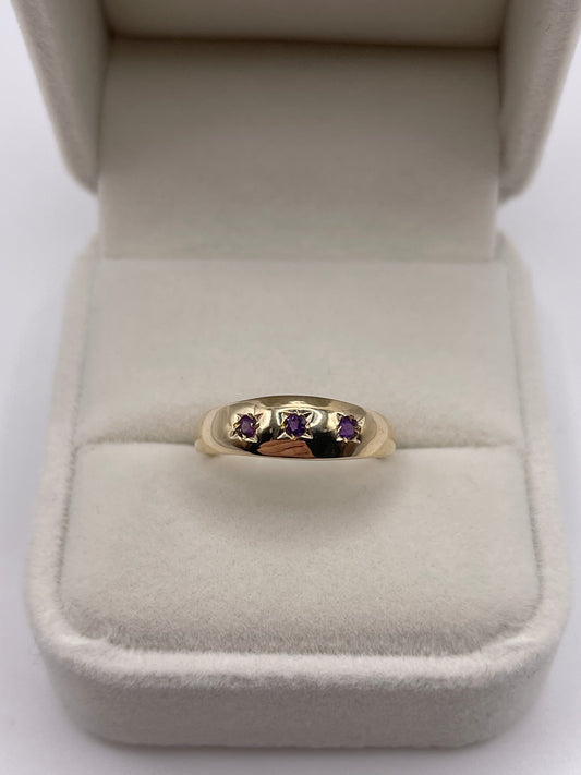 9ct gold amethyst gypsy ring