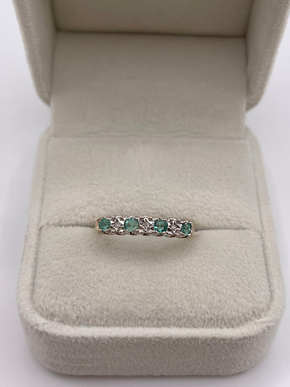 9ct gold emerald and diamond ring