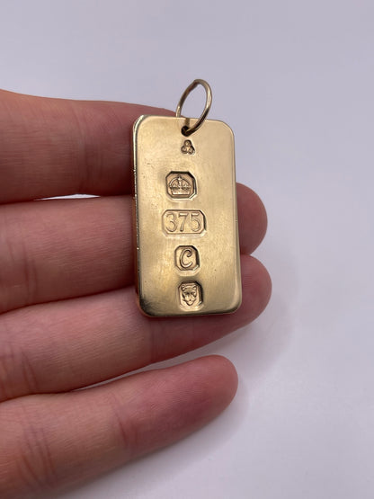 Heavy 9ct gold ingot pendant