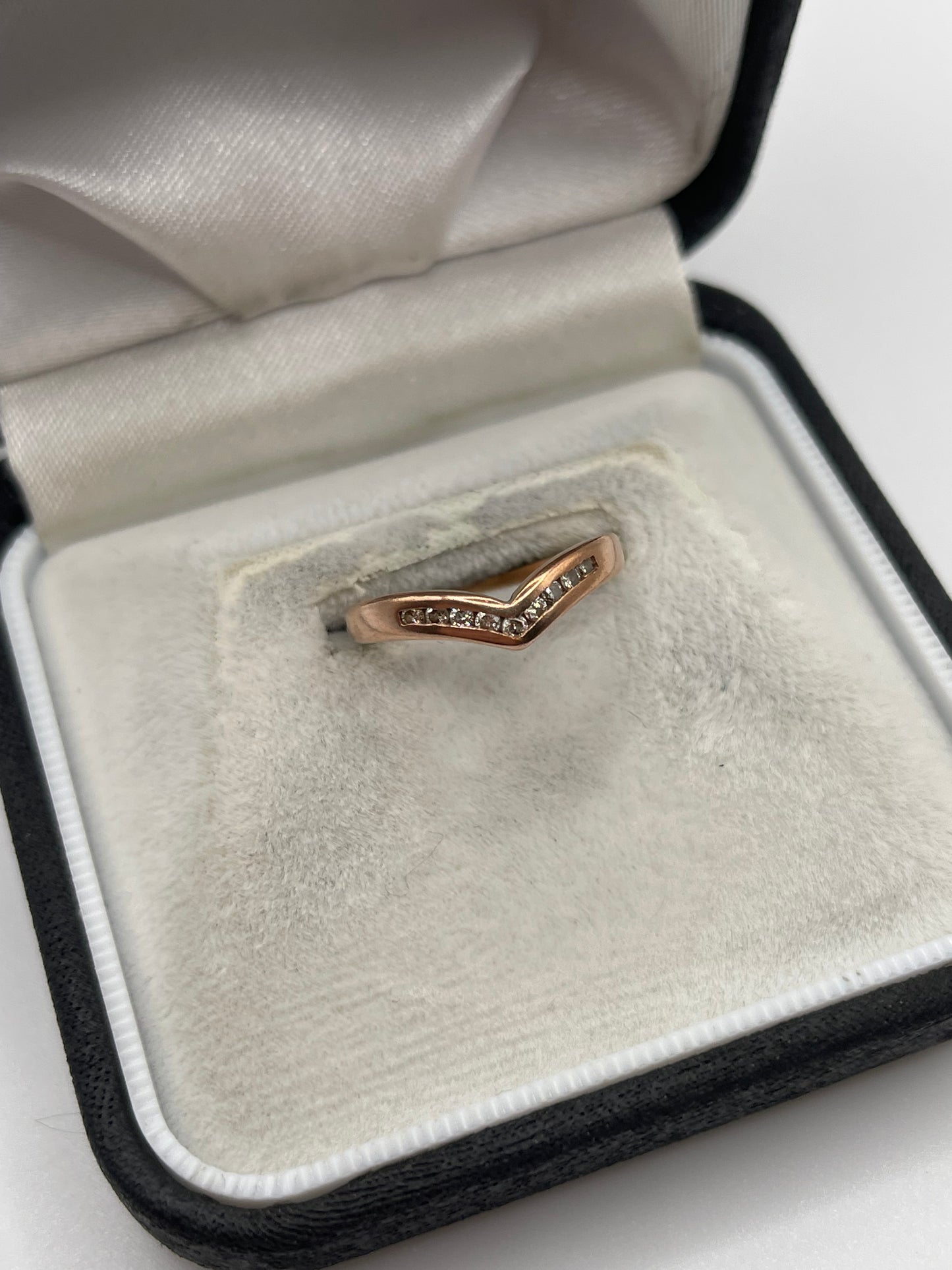 9ct rose gold diamond wishbone ring