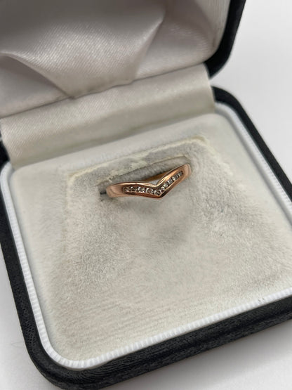9ct rose gold diamond wishbone ring