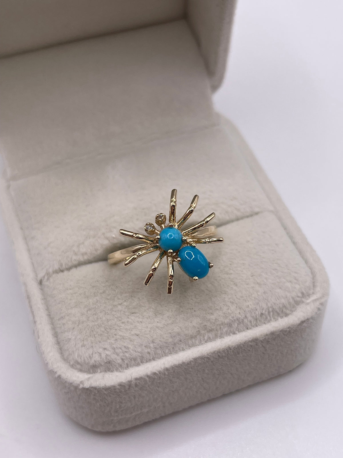 9ct gold turquoise and diamond spider ring