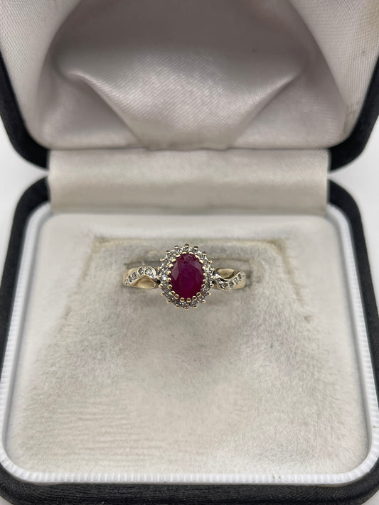 9ct gold ruby and diamond ring