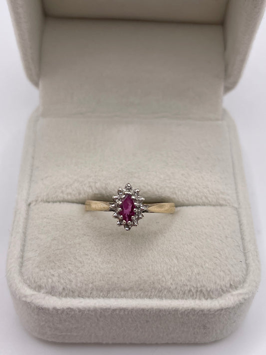 9ct gold ruby and diamond ring