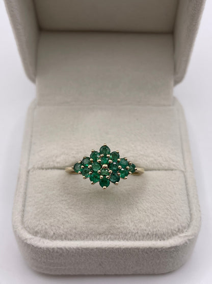 9ct gold emerald cluster ring