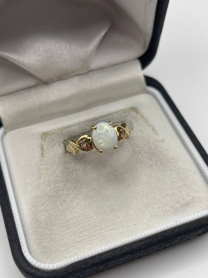 9ct gold opal and quartz ring