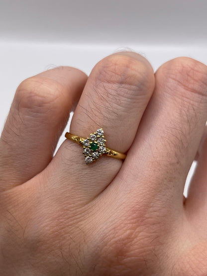 18ct gold emerald and diamond ring