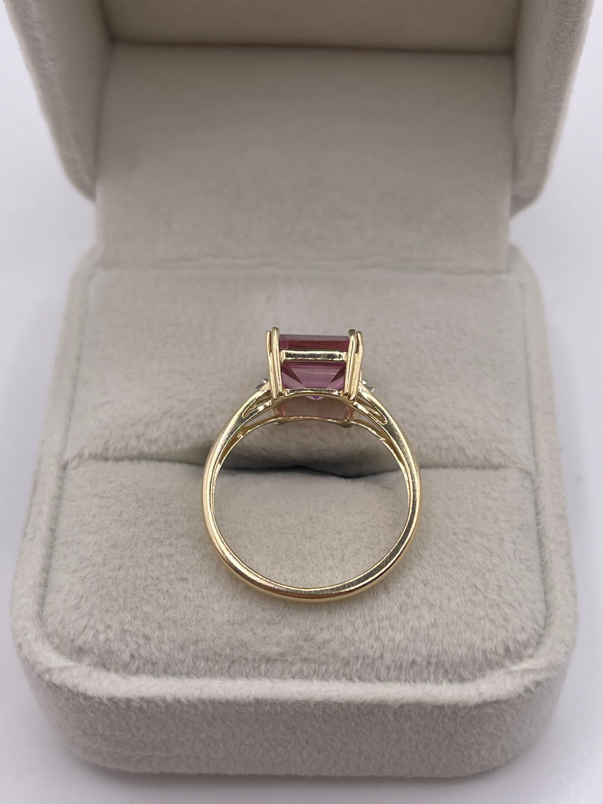 9ct gold pink topaz and diamond ring